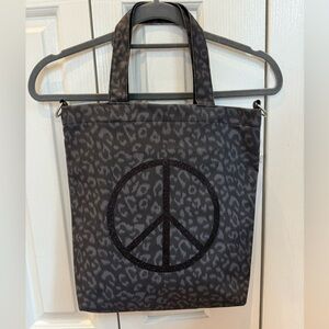 Quilted Koala Black Leopard Town Crossbody Tote w/ Matching Strap